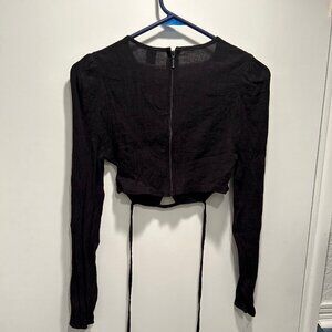 Shein cropped black tie top
